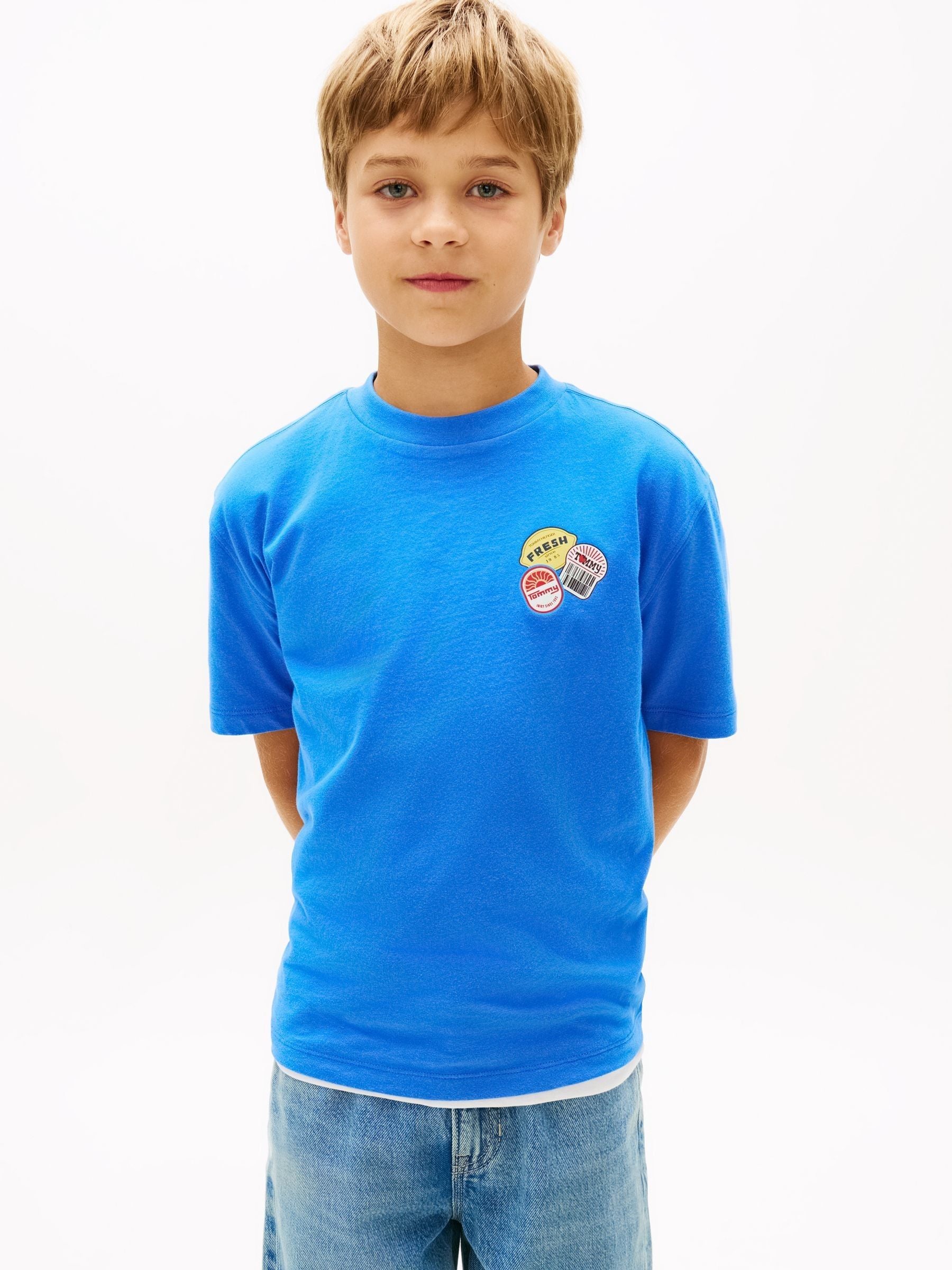 Tommy Hilfiger Blue Sticker Print Back Graphic Jersey T-Shirt image 2
