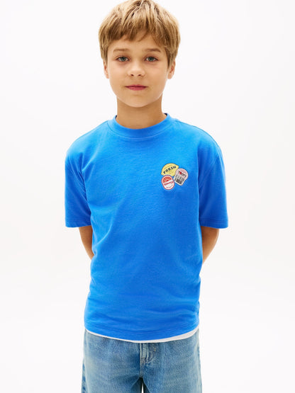 Tommy Hilfiger Blue Sticker Print Back Graphic Jersey T-Shirt image 2