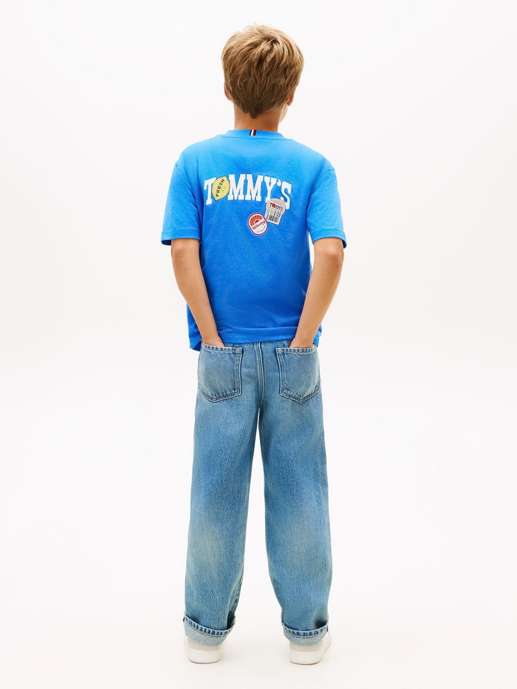 Tommy Hilfiger Blue Sticker Print Back Graphic Jersey T-Shirt image 4