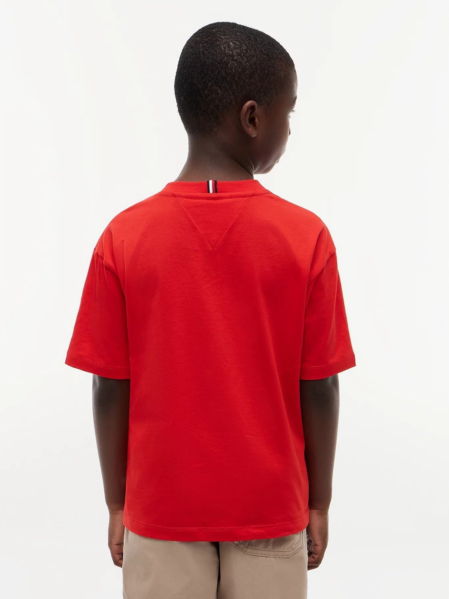 Tommy Hilfiger Red Essential Flag Embroidery Crew Neck T-Shirt image 2