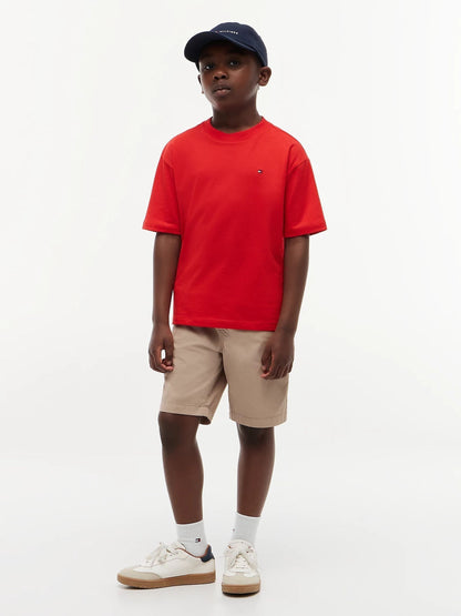 Tommy Hilfiger Red Essential Flag Embroidery Crew Neck T-Shirt image 3