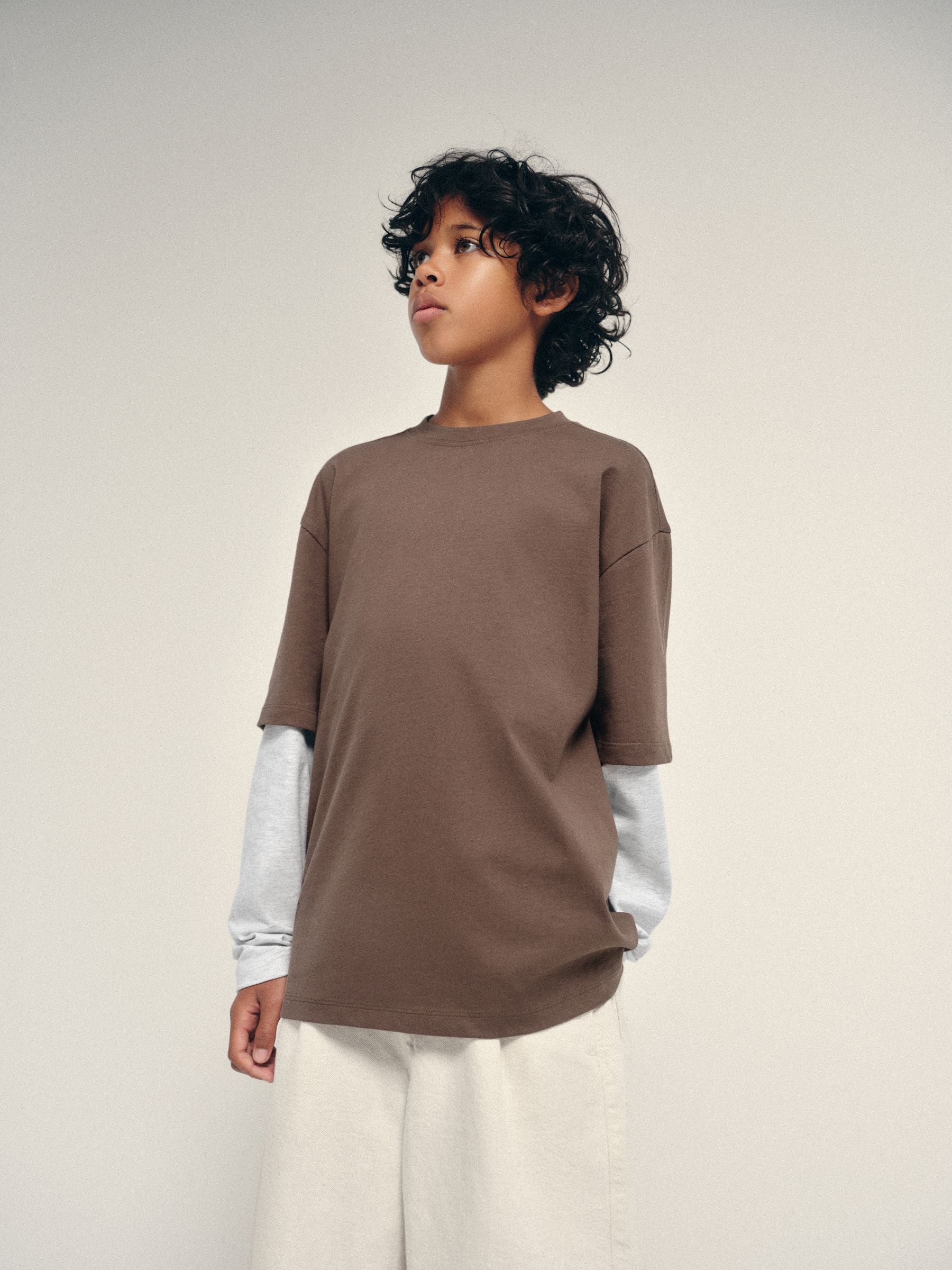 Dsiney Kidz - The Set 2 Pack Long Sleeve Mock Layer T-Shirts Brown image 1