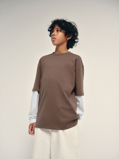 Dsiney Kidz - The Set 2 Pack Long Sleeve Mock Layer T-Shirts Brown image 1
