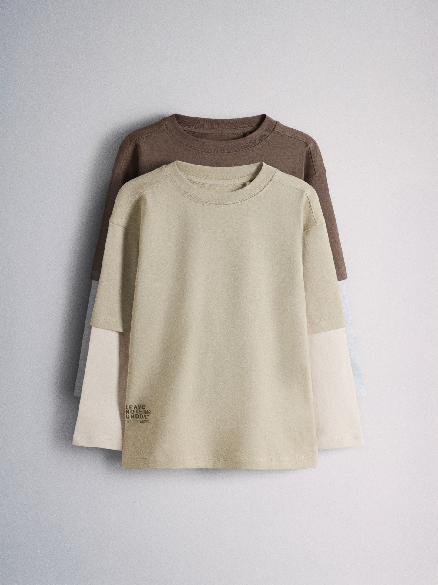 Dsiney Kidz - The Set 2 Pack Long Sleeve Mock Layer T-Shirts Brown image 2
