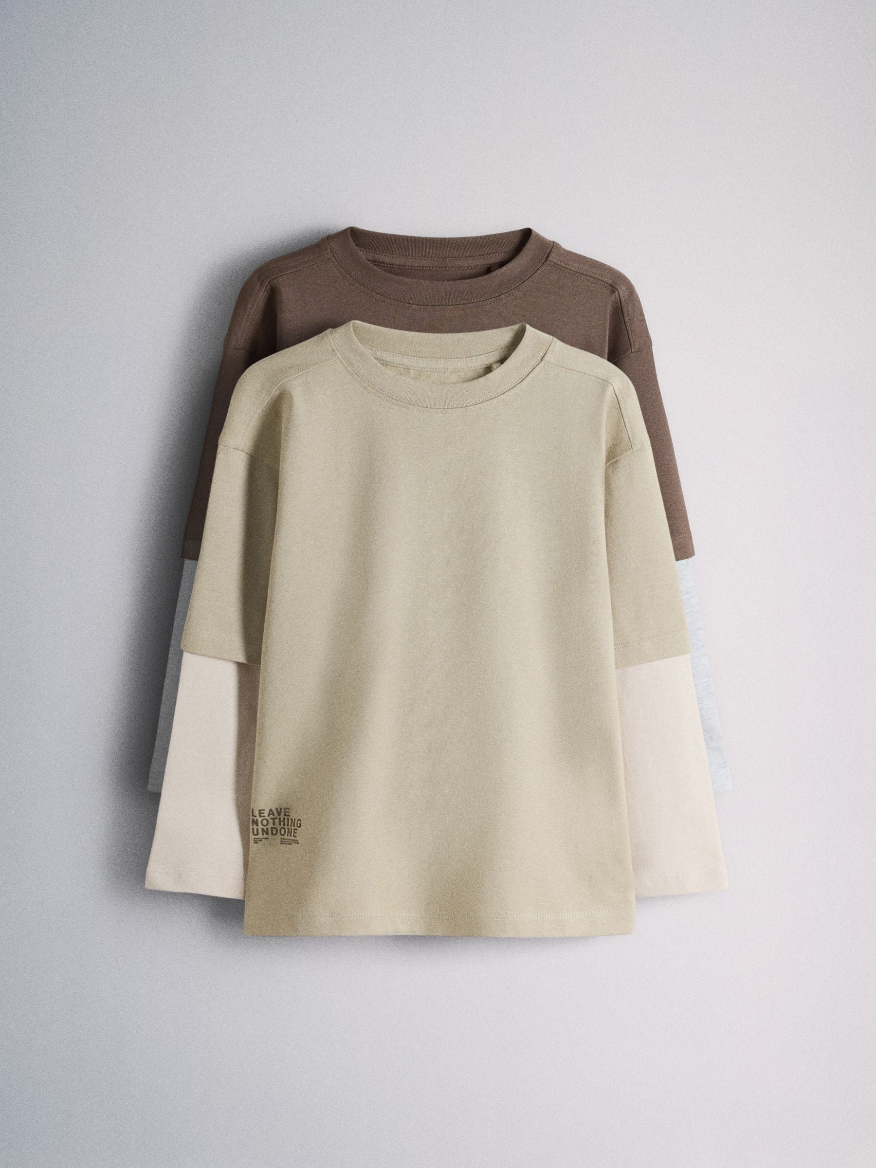 Dsiney Kidz - The Set 2 Pack Long Sleeve Mock Layer T-Shirts Brown image 2