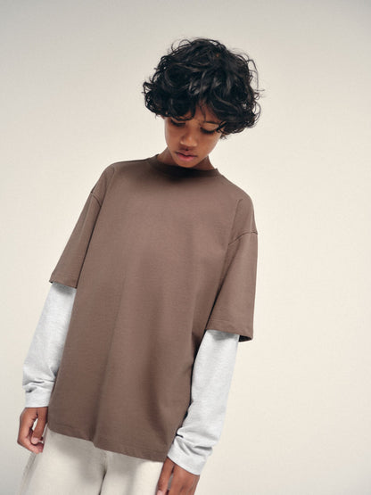 Dsiney Kidz - The Set 2 Pack Long Sleeve Mock Layer T-Shirts Brown image 3