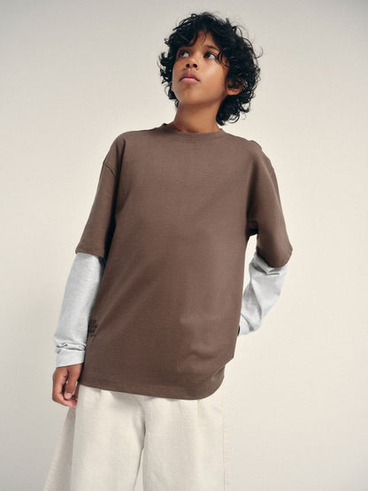 Dsiney Kidz - The Set 2 Pack Long Sleeve Mock Layer T-Shirts Brown image 8