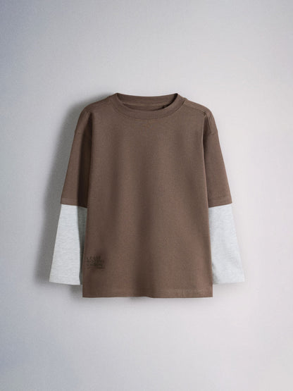 Dsiney Kidz - The Set 2 Pack Long Sleeve Mock Layer T-Shirts Brown image 9