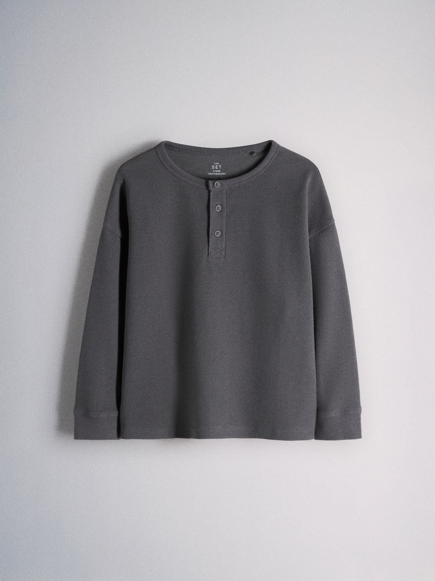 Dsiney Kidz - The Set Long Sleeve Waffle Henley T-Shirts 3 Pack Black/Grey image 5