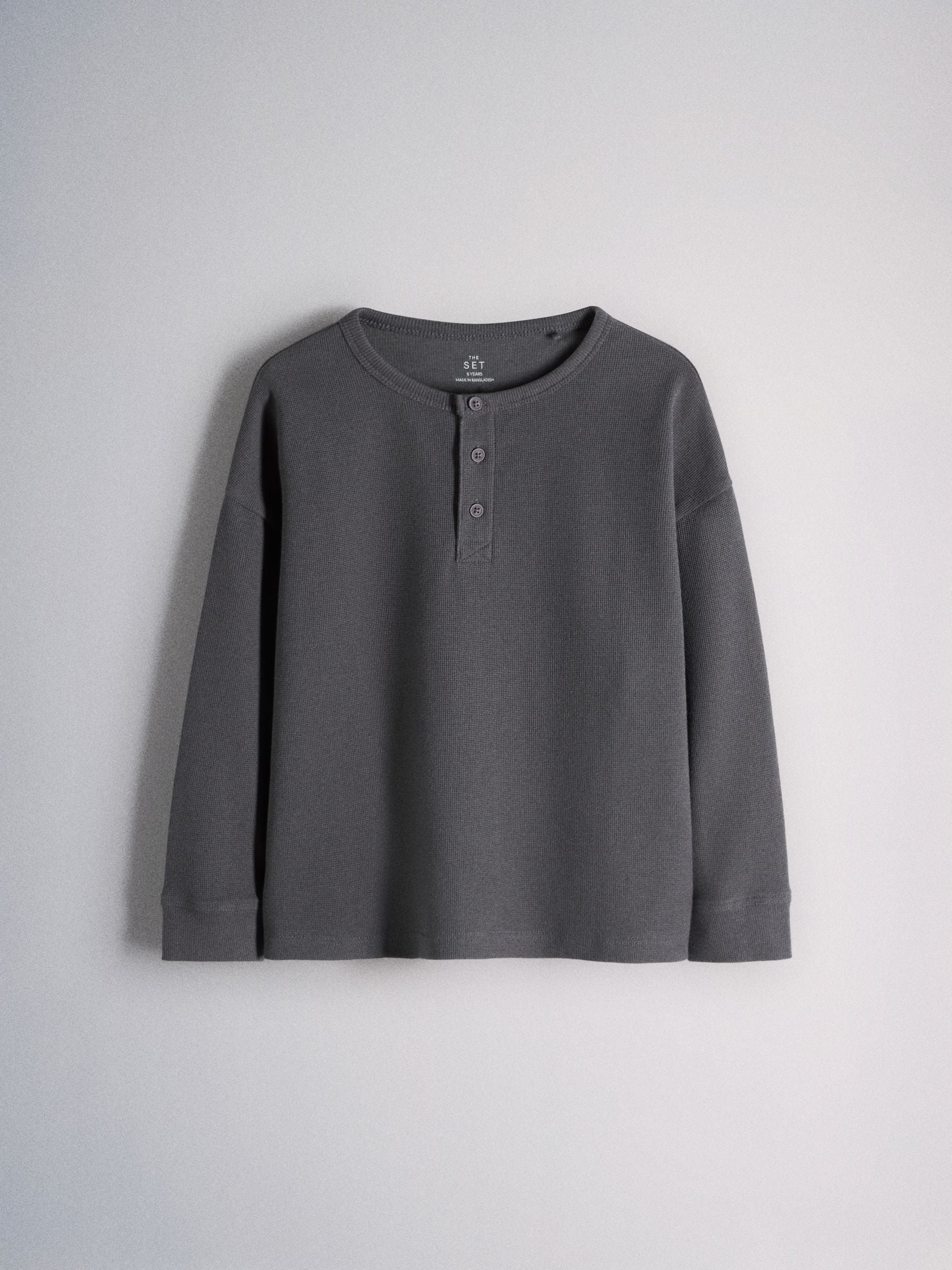 Dsiney Kidz - The Set Long Sleeve Waffle Henley T-Shirts 3 Pack Black/Grey image 5