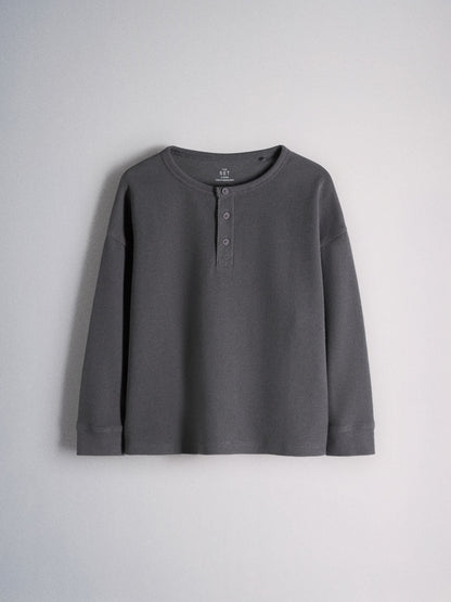 Dsiney Kidz - The Set Long Sleeve Waffle Henley T-Shirts 3 Pack Black/Grey image 5