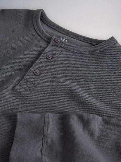 Dsiney Kidz - The Set Long Sleeve Waffle Henley T-Shirts 3 Pack Black/Grey image 9