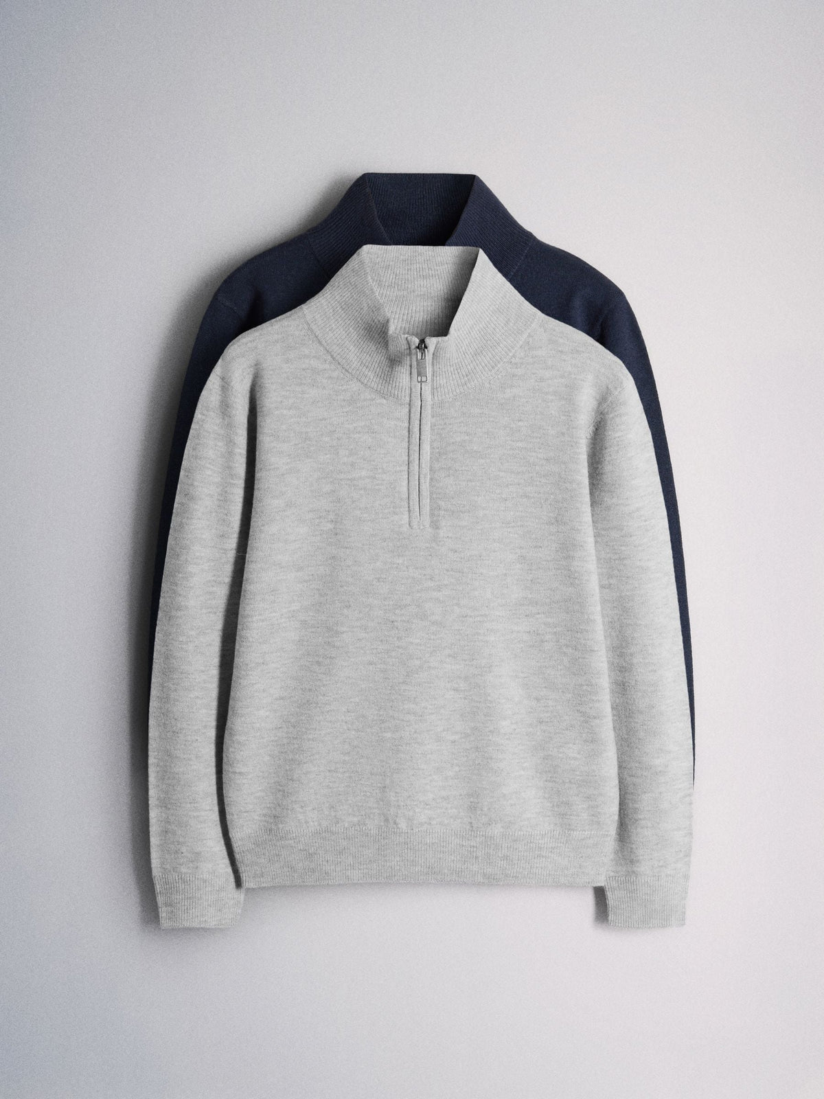 The Set 2 Pack Longsleeve Zip Neck Jumpers Navy/Grey - image 1