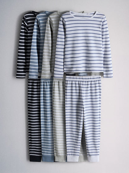 The Set 4 Pack Snuggle Fit Pyjamas Blue/Grey - image 1