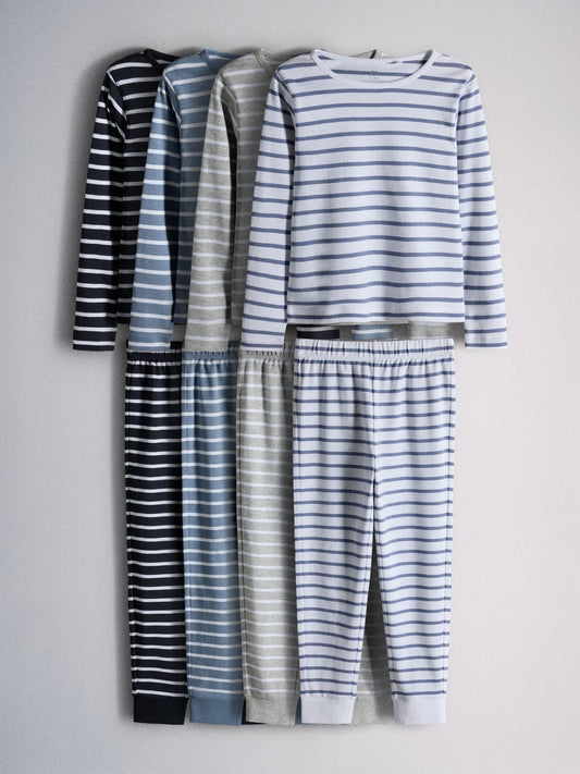 The Set 4 Pack Snuggle Fit Pyjamas Blue/Grey - image 1