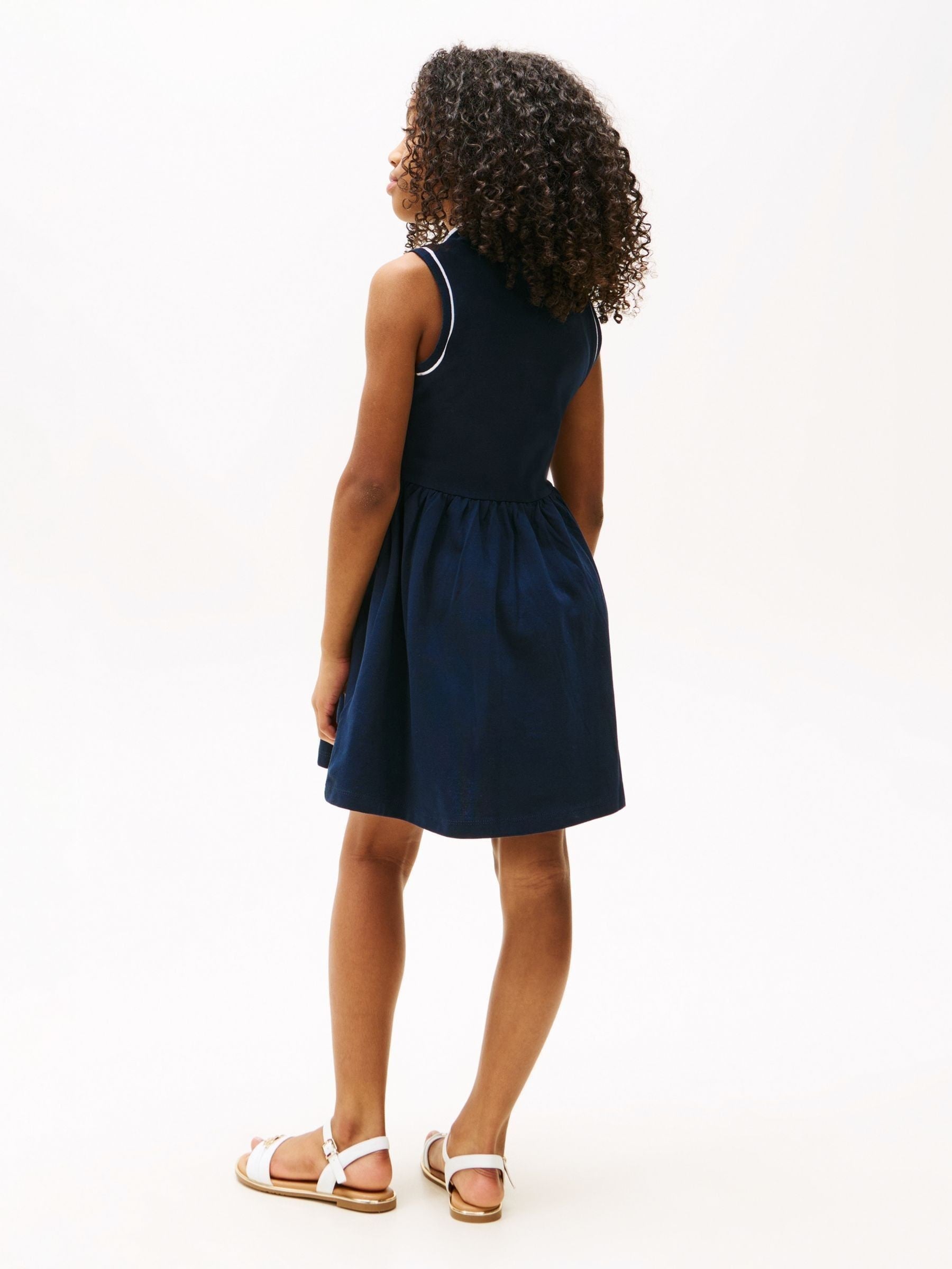Tommy Hilfiger Blue Essential Sleeveless Fit And Flare Polo Dress image 6