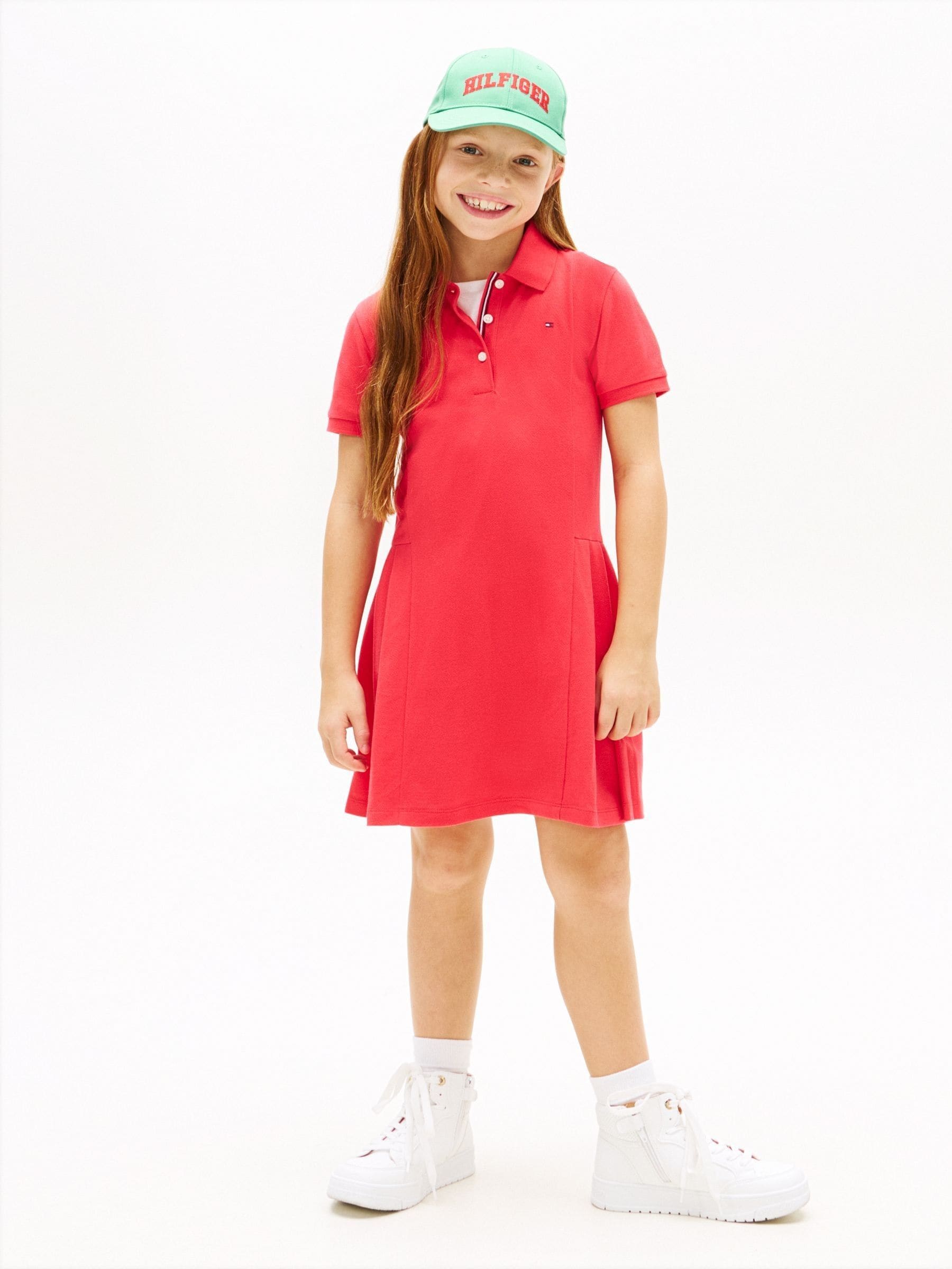 Tommy Hilfiger Red Essential Pleated Short Sleeve Polo Dress image 1