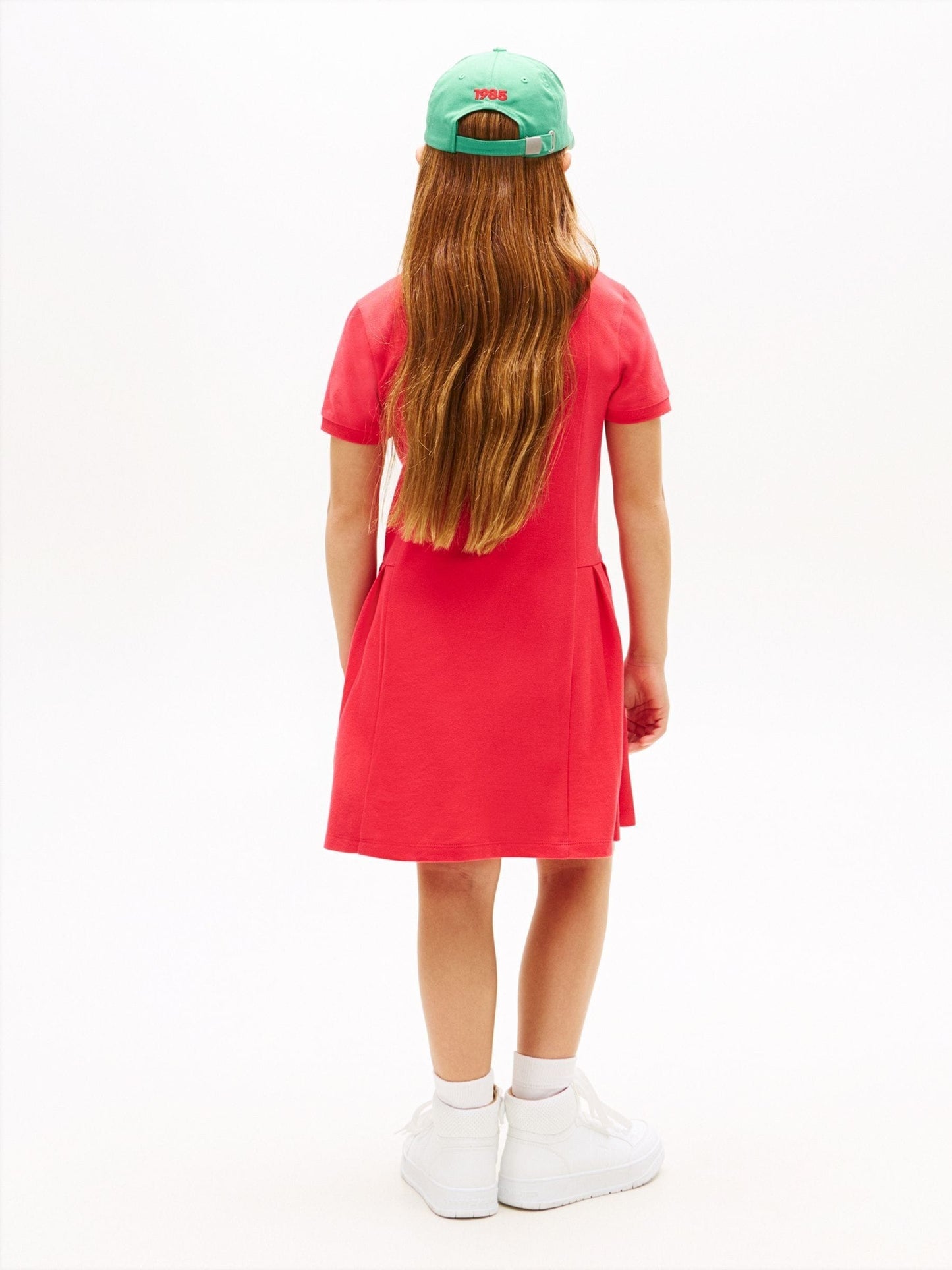 Tommy Hilfiger Red Essential Pleated Short Sleeve Polo Dress image 2