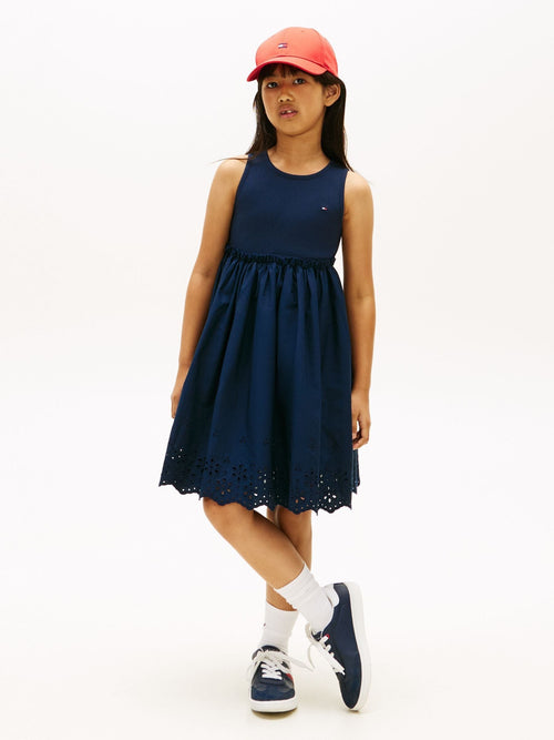 Tommy Hilfiger Blue Broderie Anglaise Sleeveless Dress image 1