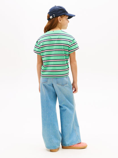 Tommy Hilfiger Green Essential Stripe Logo Embroidery Relaxed T-Shirt image 3
