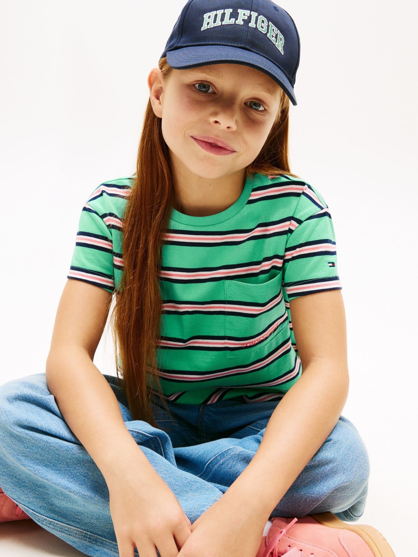 Tommy Hilfiger Green Essential Stripe Logo Embroidery Relaxed T-Shirt image 4