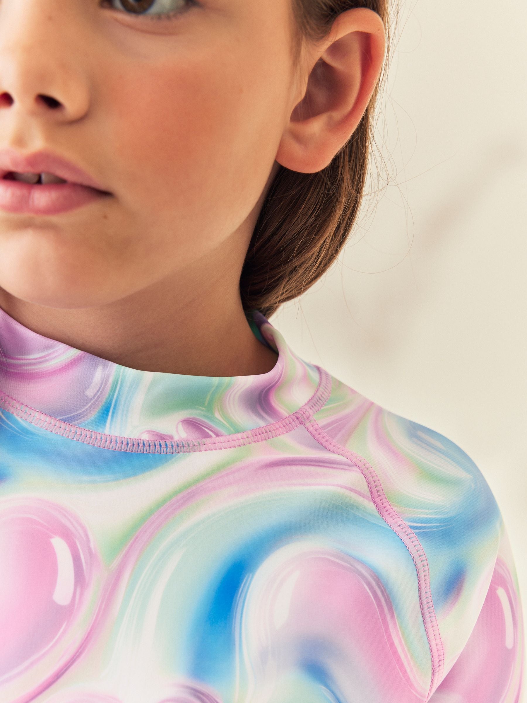 Dsiney Kidz - Pink/Blue Bubble Heart Short Sleeve Sunsafe  Rash Vest And Pant Swim Set (3-16yrs) image 5