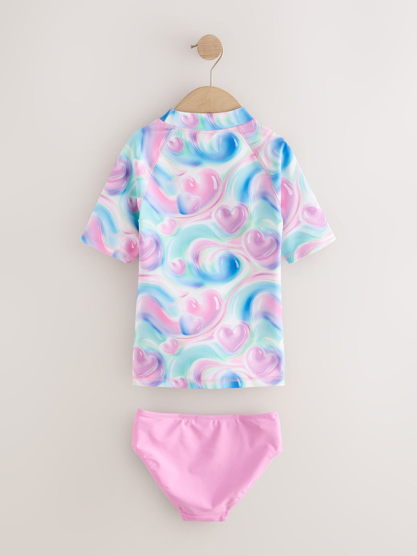 Dsiney Kidz - Pink/Blue Bubble Heart Short Sleeve Sunsafe  Rash Vest And Pant Swim Set (3-16yrs) image 7