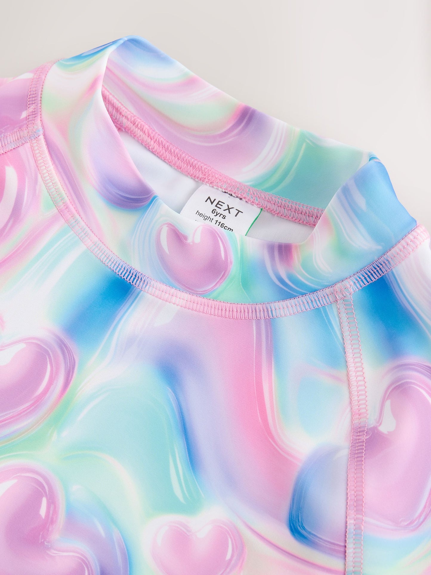 Dsiney Kidz - Pink/Blue Bubble Heart Short Sleeve Sunsafe  Rash Vest And Pant Swim Set (3-16yrs) image 9