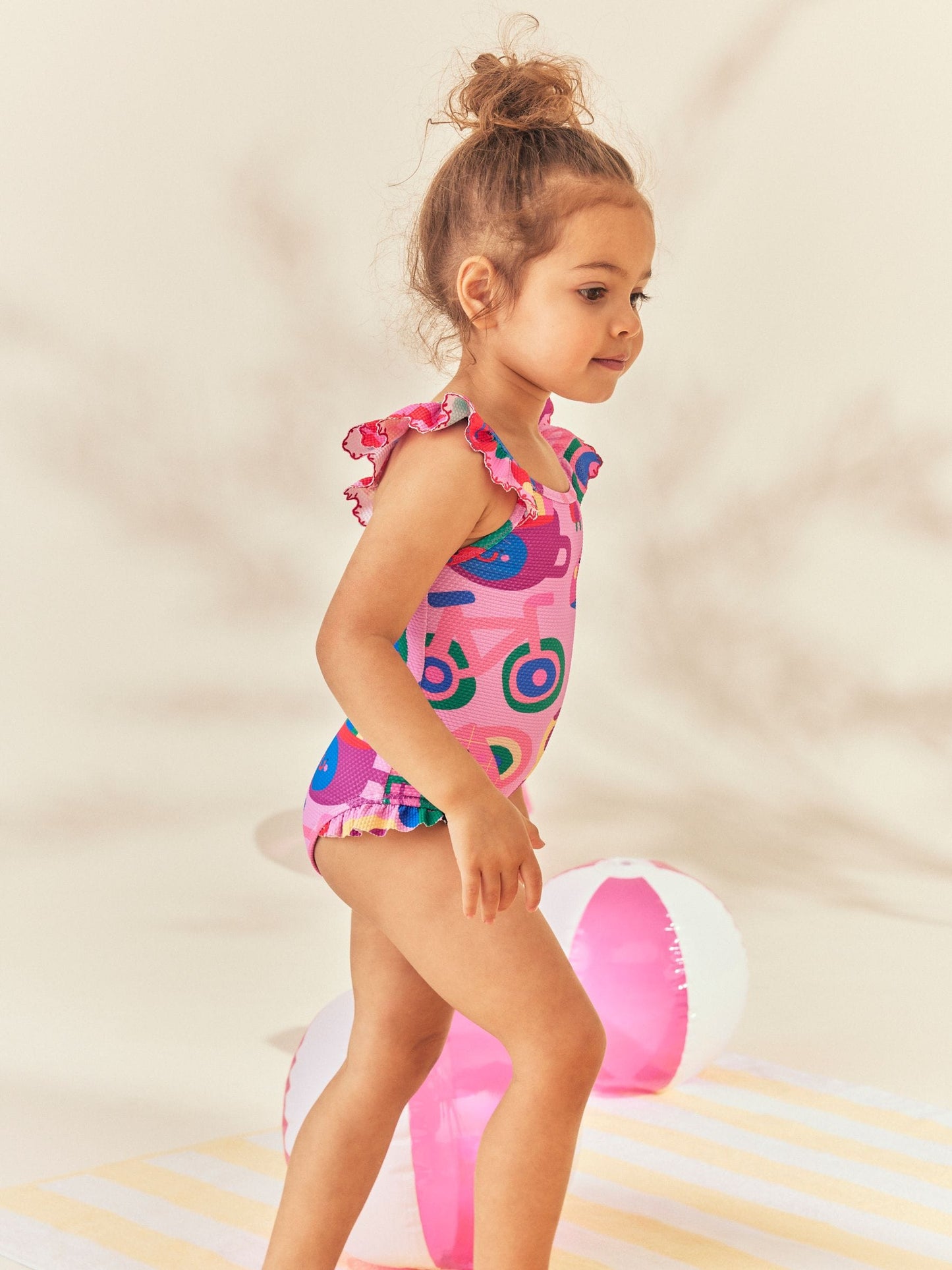 Pink Character Stampy Frill Swimsuit (3mths-7yrs) image 2