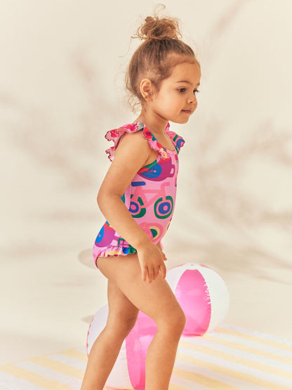 Pink Character Stampy Frill Swimsuit (3mths-7yrs) image 2