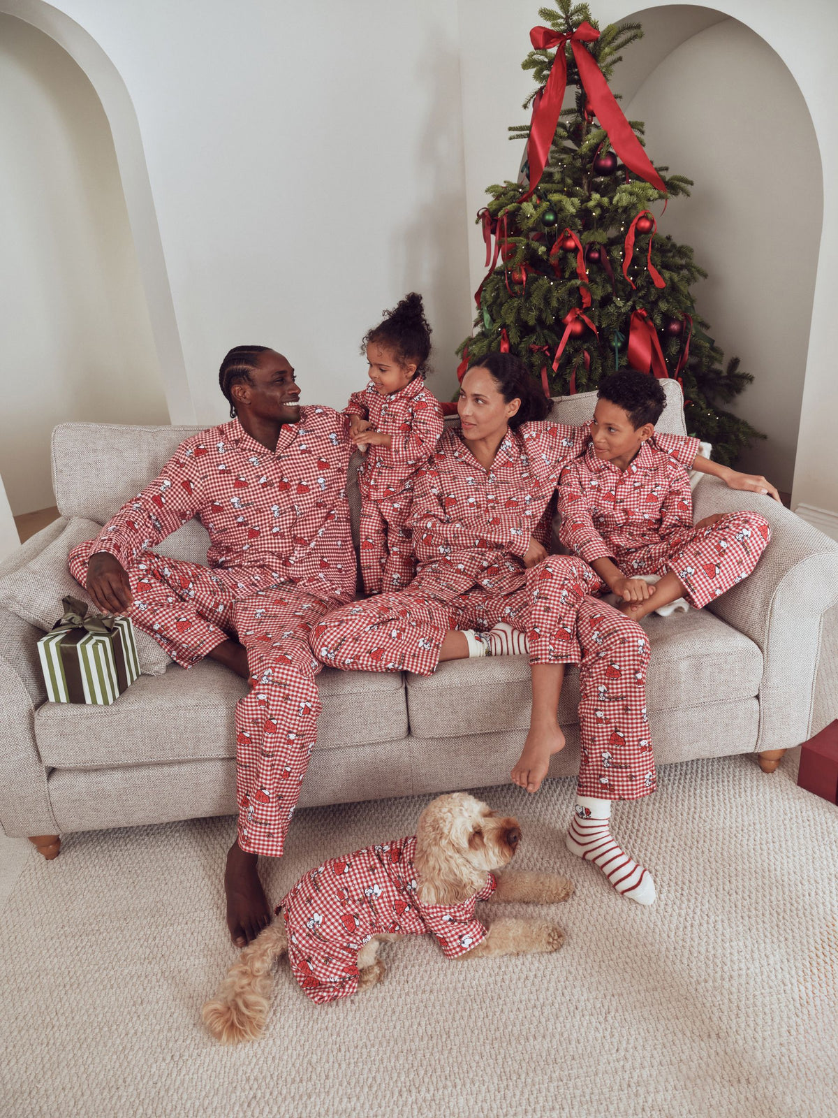Red Snoopy Matching Family Christmas Flannel Button Through Pyjamas - image 2