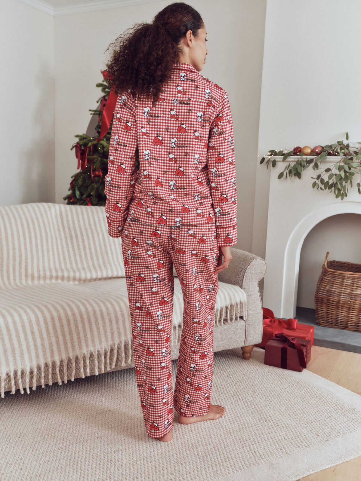 Red Snoopy Matching Family Christmas Flannel Button Through Pyjamas - image 3