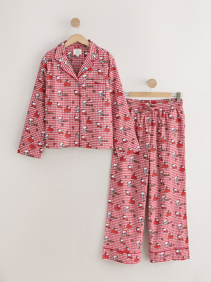 Red Snoopy Matching Family Christmas Flannel Button Through Pyjamas - image 5