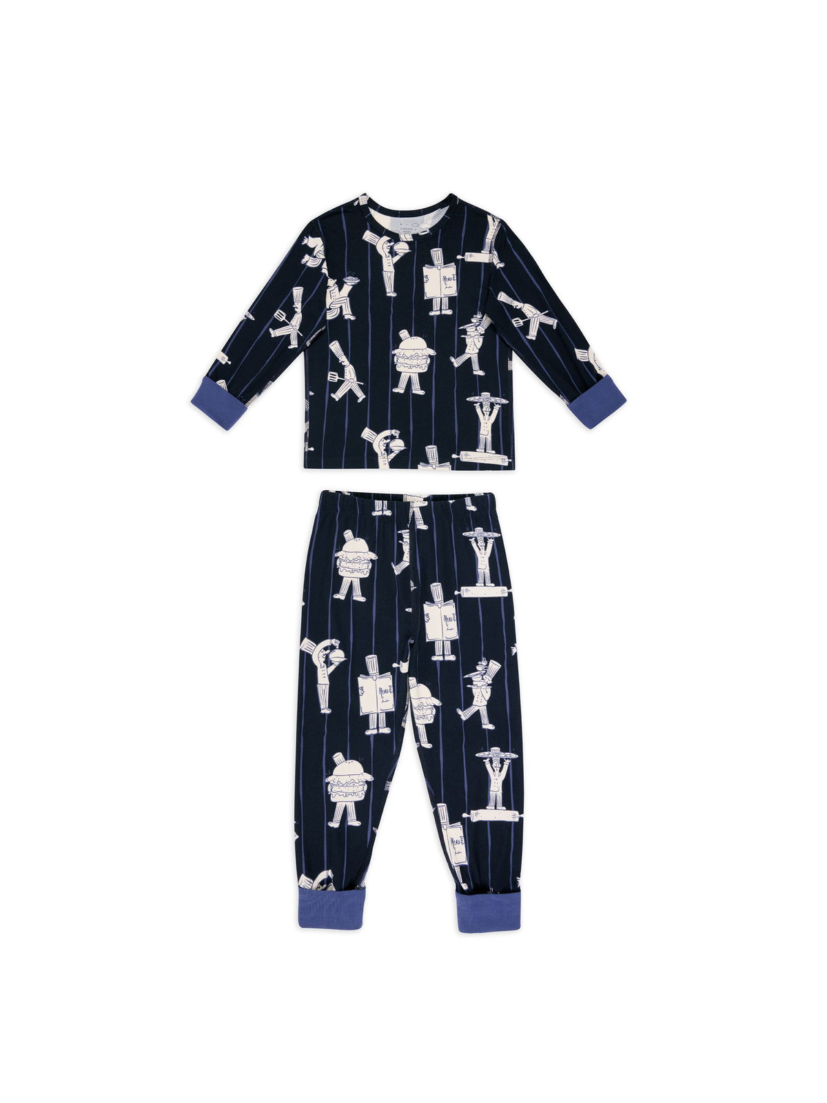 Chelsea Peers Blue Kids Chef Stripe Long Pyjamas Set Age 1-12 Years - image 1