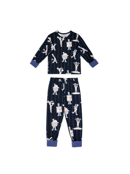 Chelsea Peers Blue Kids Chef Stripe Long Pyjamas Set Age 1-12 Years - image 1