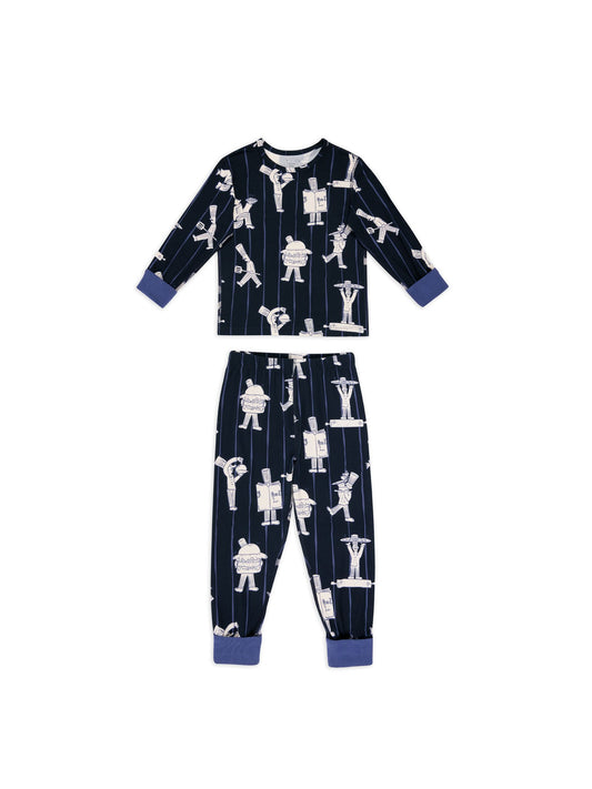 Chelsea Peers Blue Kids Chef Stripe Long Pyjamas Set Age 1-12 Years - image 1