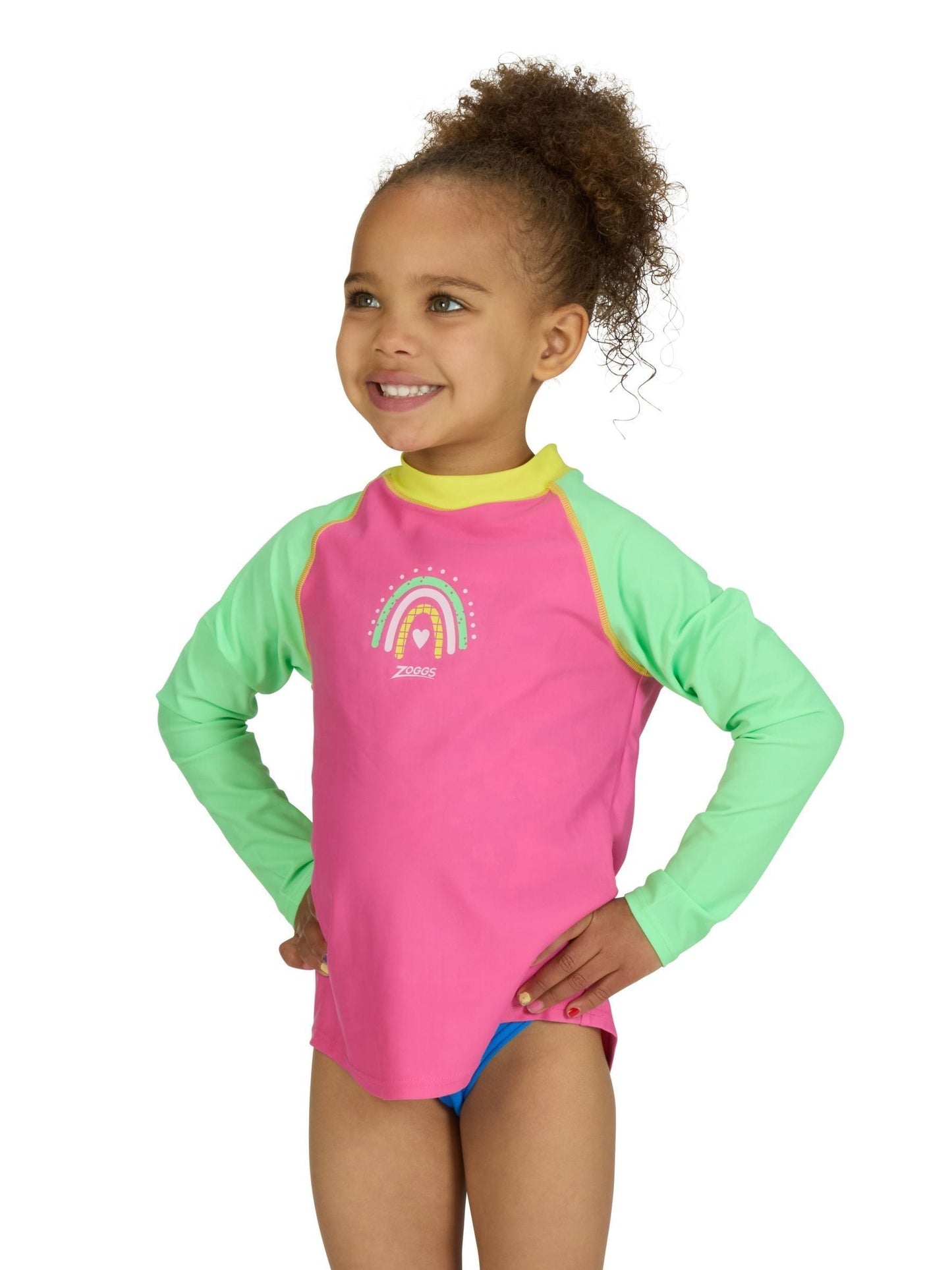 Zoggs Pink Long Sleeve Zip Sun Top image 3