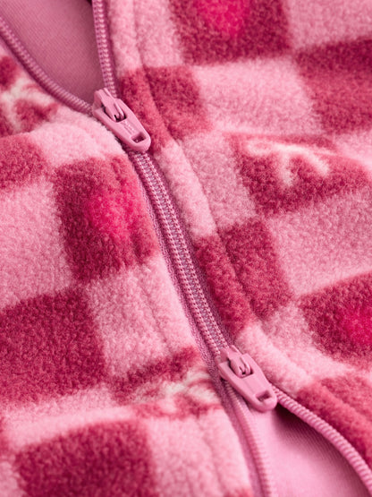 Pink/Red Bow Micro Fleece Two Way Zip Baby Sleepsuits 2 Pack - image 7