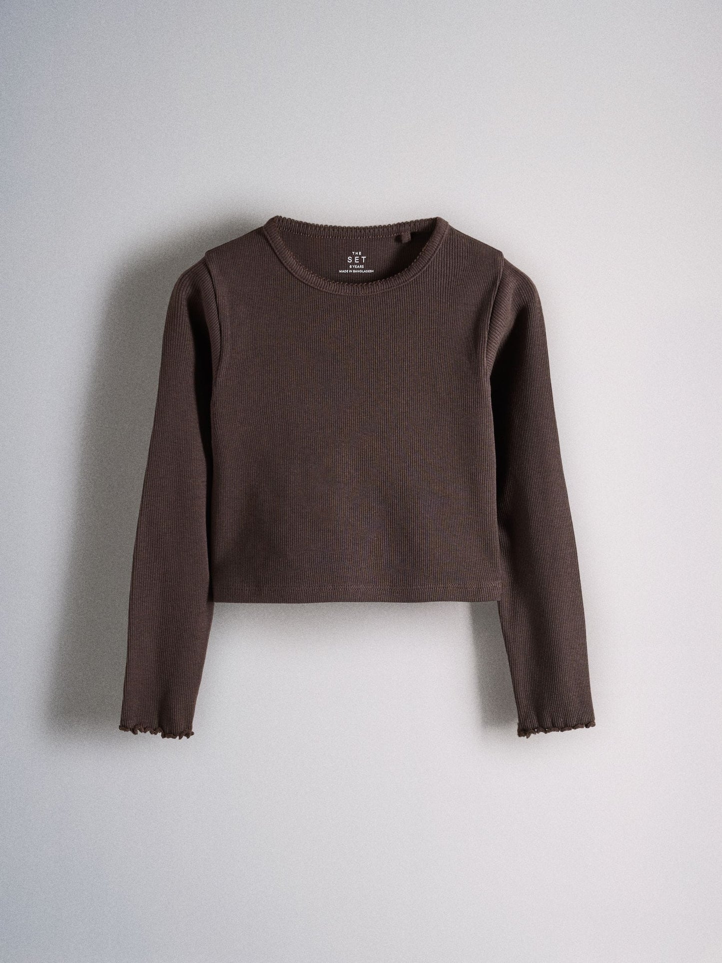 Dsiney Kidz - The Set 6 Pack Long Sleeve Cropped Rib Jersey T-Shirts Stripe/Chocolate Brown/Light Brown/Cream image 3