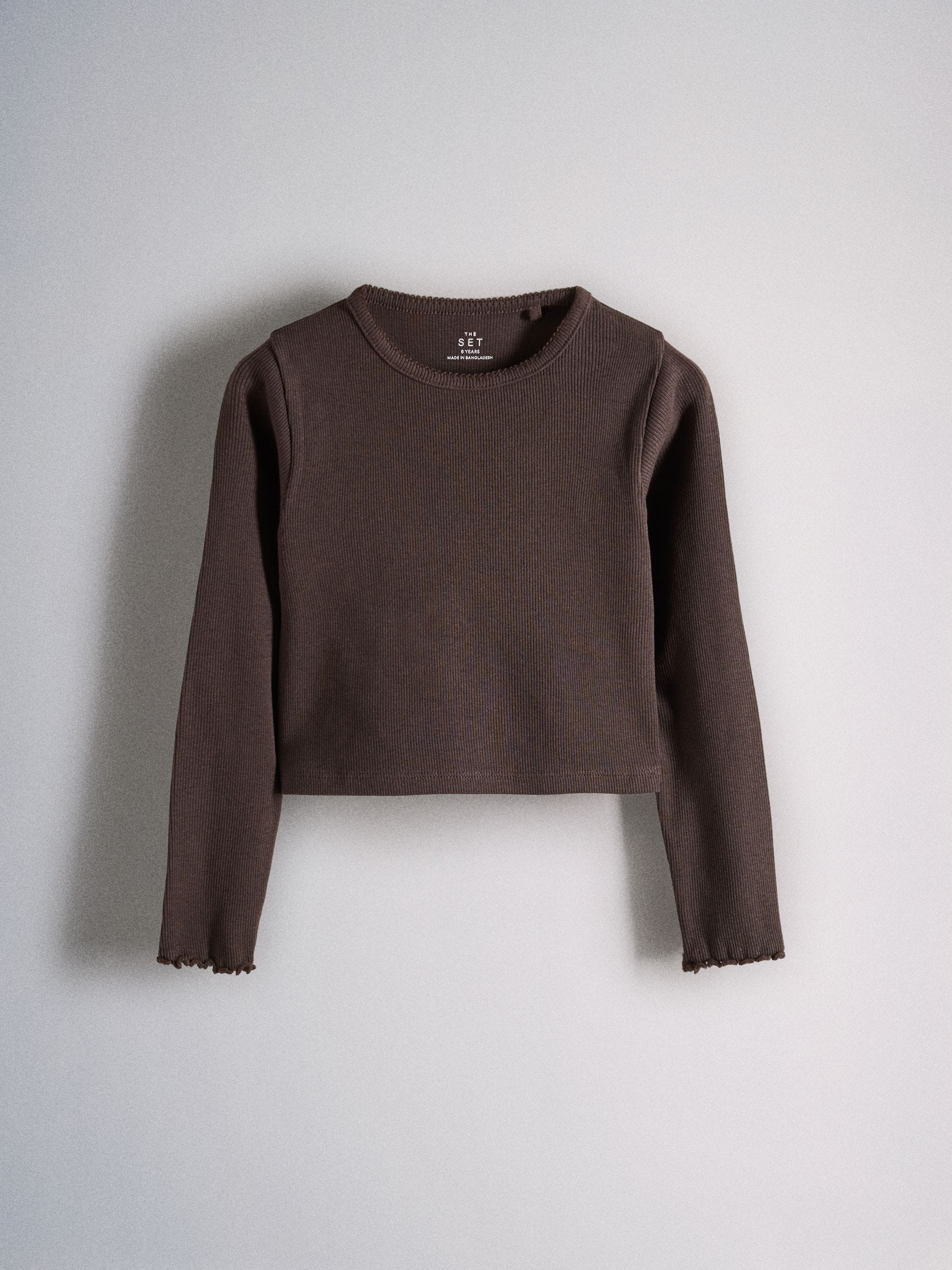 Dsiney Kidz - The Set 6 Pack Long Sleeve Cropped Rib Jersey T-Shirts Stripe/Chocolate Brown/Light Brown/Cream image 3