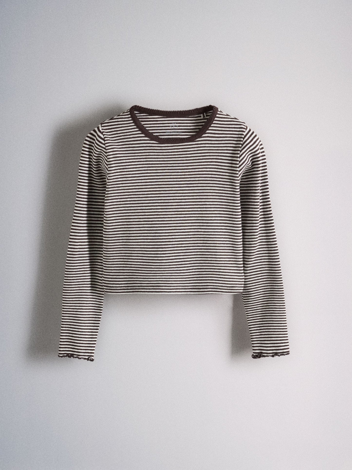 Dsiney Kidz - The Set 6 Pack Long Sleeve Cropped Rib Jersey T-Shirts Stripe/Chocolate Brown/Light Brown/Cream image 5