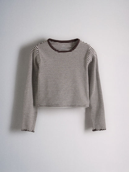 Dsiney Kidz - The Set 6 Pack Long Sleeve Cropped Rib Jersey T-Shirts Stripe/Chocolate Brown/Light Brown/Cream image 5
