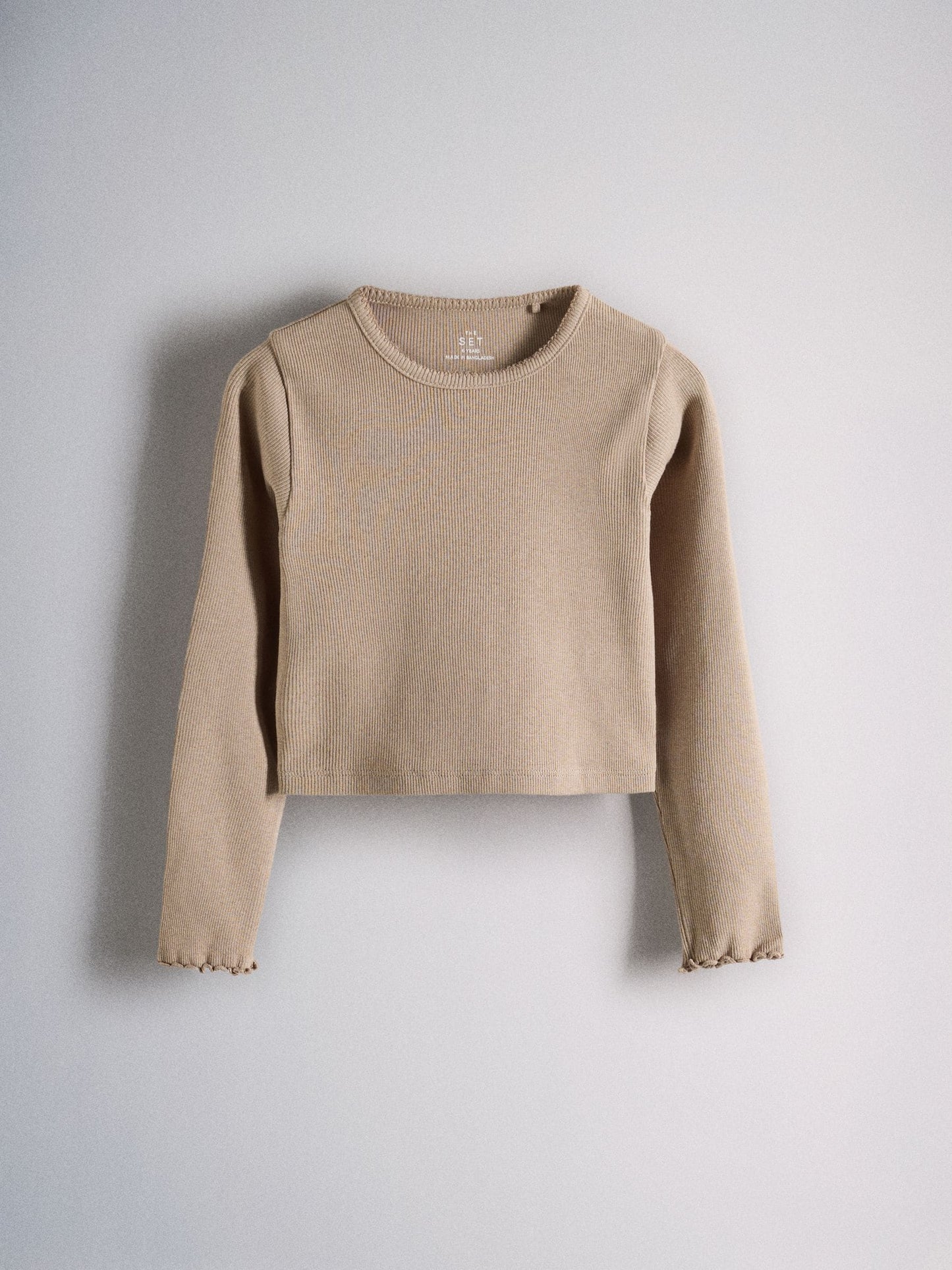 Dsiney Kidz - The Set 6 Pack Long Sleeve Cropped Rib Jersey T-Shirts Stripe/Chocolate Brown/Light Brown/Cream image 7