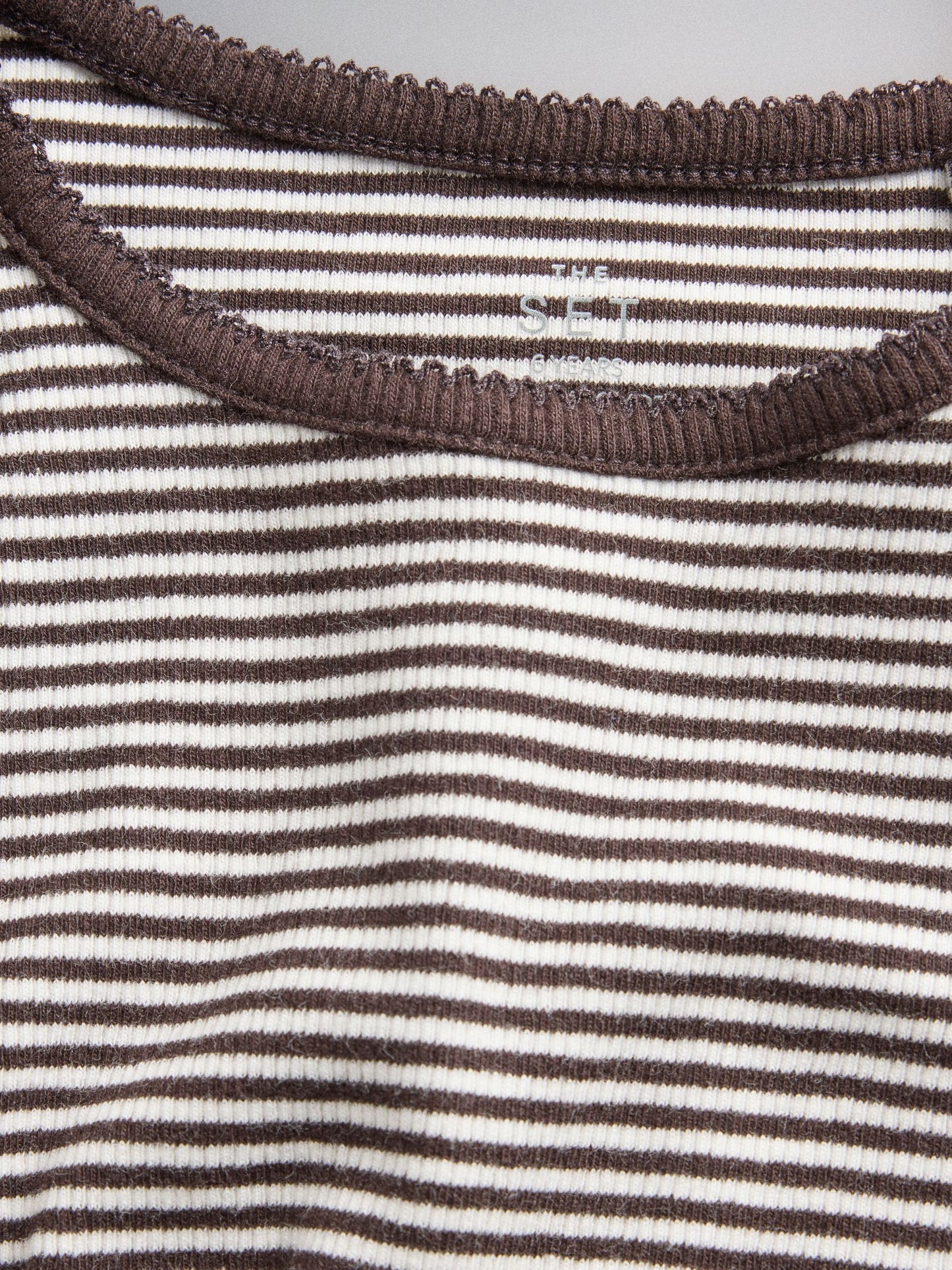 Dsiney Kidz - The Set 6 Pack Long Sleeve Cropped Rib Jersey T-Shirts Stripe/Chocolate Brown/Light Brown/Cream image 8