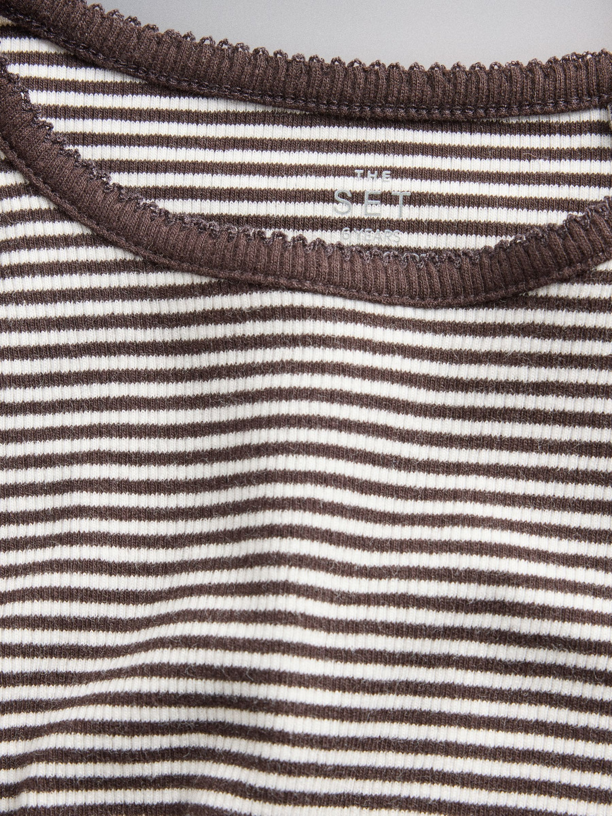 Dsiney Kidz - The Set 6 Pack Long Sleeve Cropped Rib Jersey T-Shirts Stripe/Chocolate Brown/Light Brown/Cream image 8