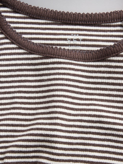 Dsiney Kidz - The Set 6 Pack Long Sleeve Cropped Rib Jersey T-Shirts Stripe/Chocolate Brown/Light Brown/Cream image 8