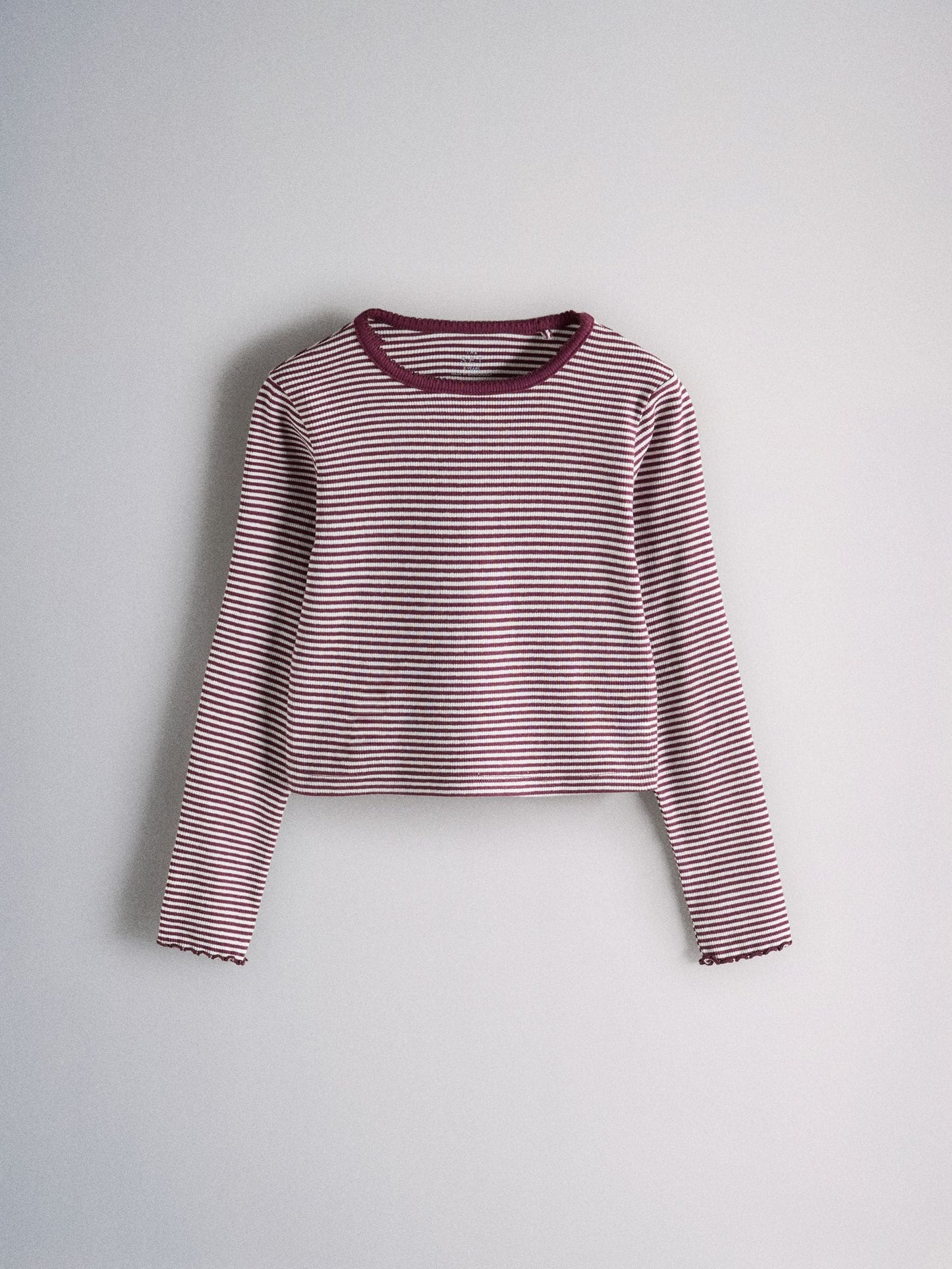 Dsiney Kidz - The Set 6 Pack Long Sleeve Cropped Rib Jersey T-Shirts Pink/Burgandy Red/Stripe/Floral Print image 2