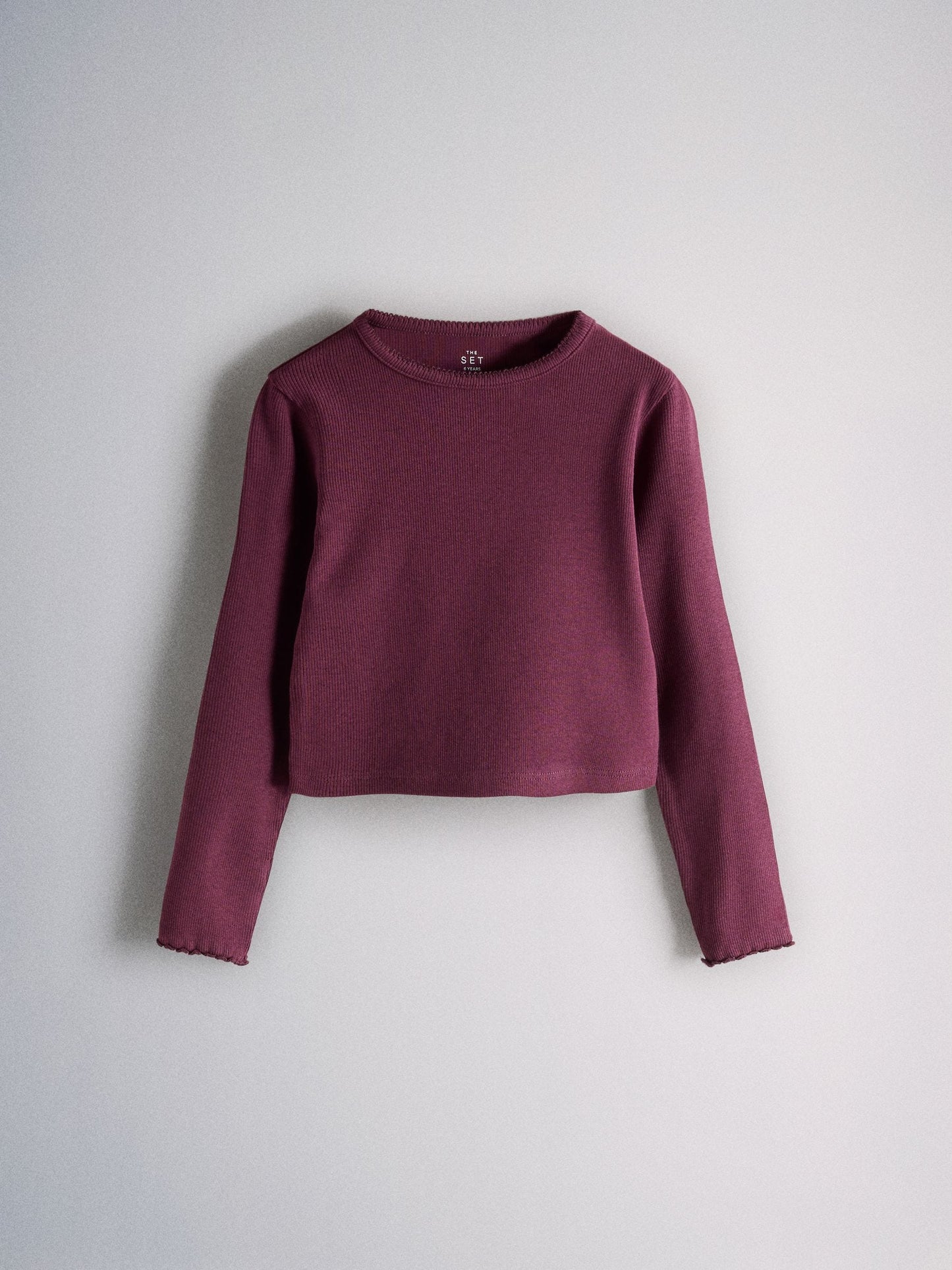Dsiney Kidz - The Set 6 Pack Long Sleeve Cropped Rib Jersey T-Shirts Pink/Burgandy Red/Stripe/Floral Print image 5