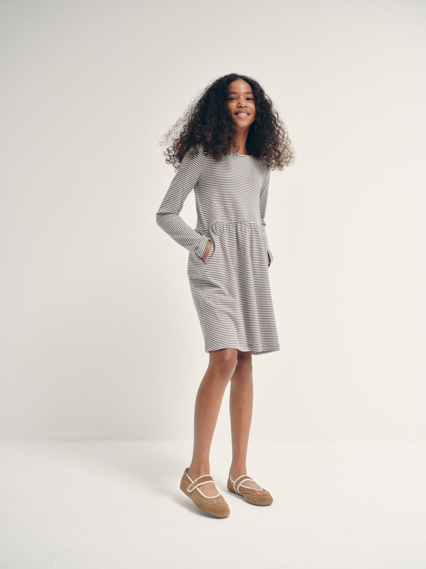 Dsiney Kidz - The Set 3 Pack Long Sleeve Jersey Skater Dress Chocolate Brown Animal Print/Neutral Stripe image 3