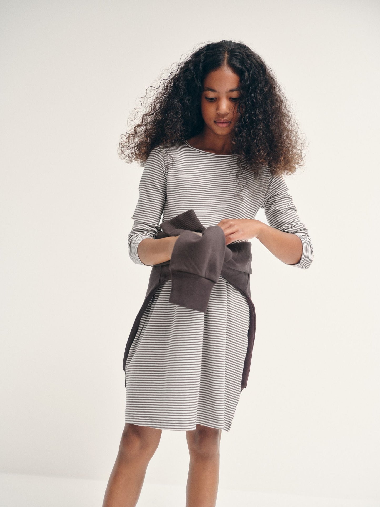 Dsiney Kidz - The Set 3 Pack Long Sleeve Jersey Skater Dress Chocolate Brown Animal Print/Neutral Stripe image 5